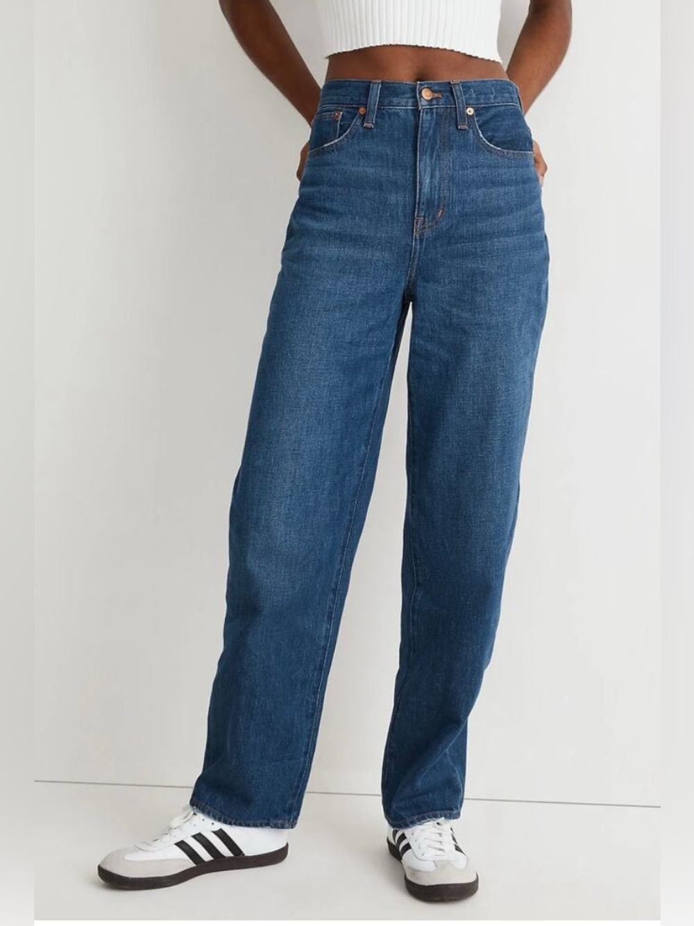 Madewell Baggy Straight Jeans Sz 25 Worn Indigo Wash Dark Wash Hemp Blend NEW